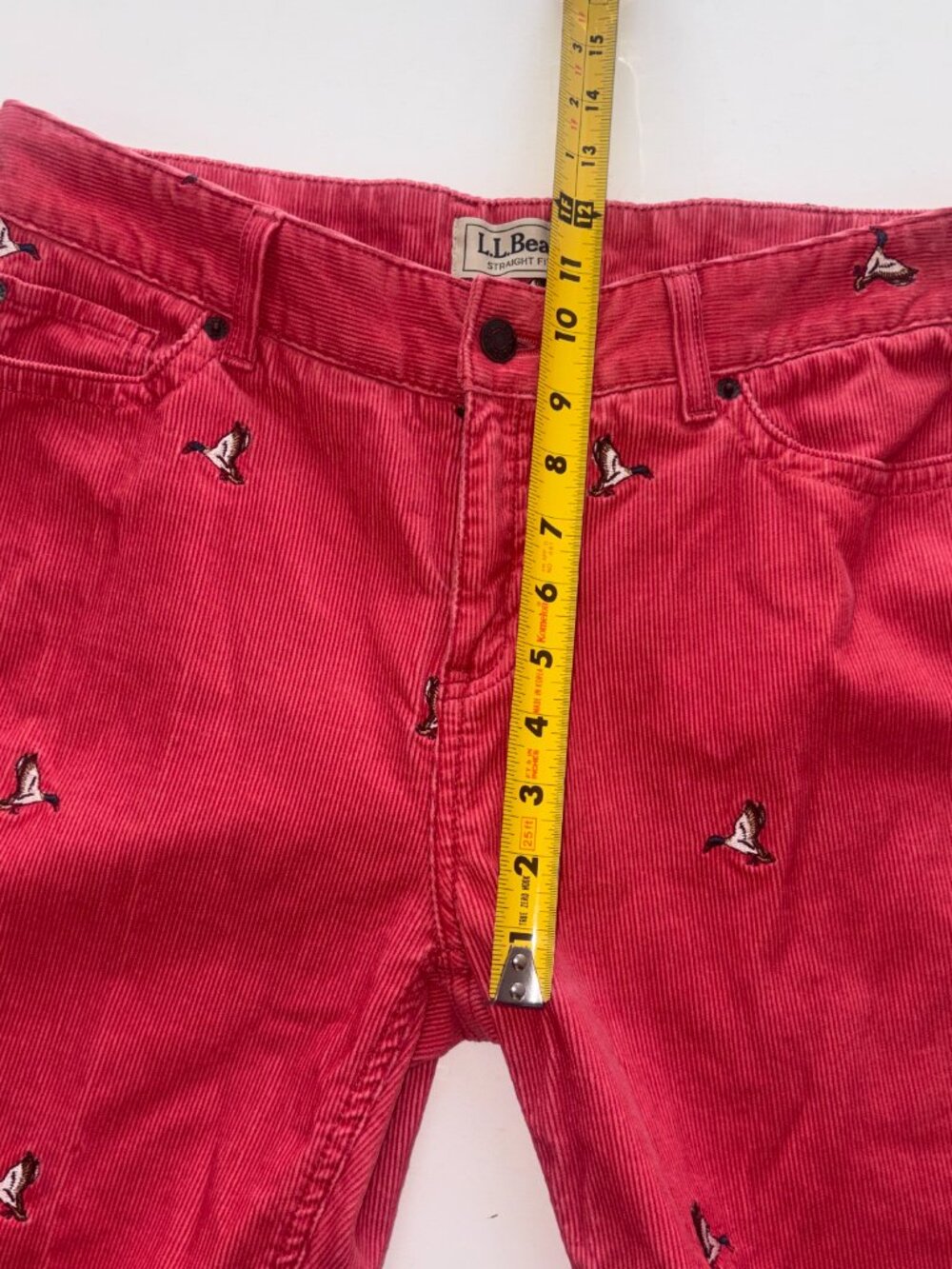 Women's VINTAGE L.L. Bean Mallard Duck Embroidered Corduroy Pant Salmon size 12T - Picture 11 of 16